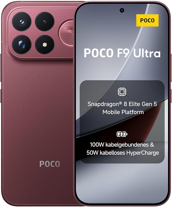 Poco F9 Ultra, Smartphone 12+256 GB, Dark Cherry, 8050mAh Akku, 100W Laden