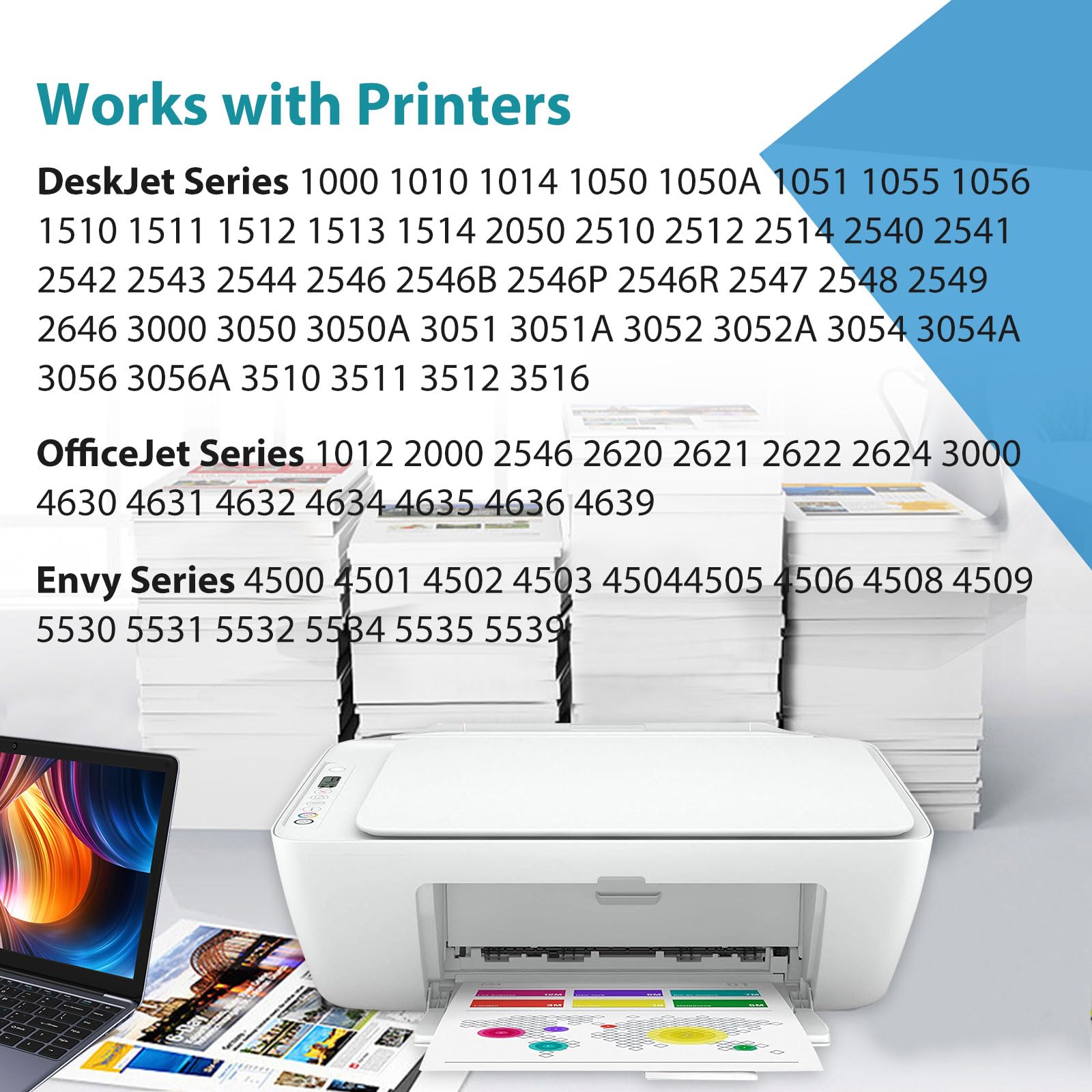 Compatible 61XL Ink Cartridge Replacement for HP 61 Envy 5530 3510 4500 4635 2620 4630 5535 2540 4502 3050 1510 4632 4501 2542 2514 3050a 4610 1000 1010 1510, Black, Tri-Color, 2-Pack