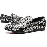 Venshine Mens Dress Loafers Slip On Shoes Glitter Wedding Party Prom Shoes