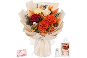 TYL&TYS Flowers for Delivery Prime Real Preserved Flowers Bouquet That Last 3-5 Years Forever Roses Flowers Bouquets Gifts for Mom Anniversary Thanksgiving Birthday Women Grandma Wife Friends Gift (Orange)