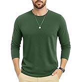 MAGNIVIT Men's Long Sleeve Shirt Cotton T-Shirt Casual Lightweight Breathable Shirts Crew Neck Plain Soft Basic Tees