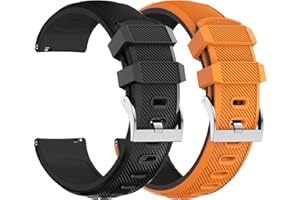 Fullmosa 2 Pack Silicone Watch Bands 20mm 22mm Quick Release Watch Straps for Men Women, Soft Rubber Replacement Band with St