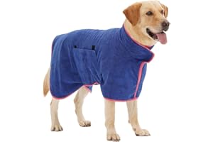 HezzLuv Super Absorbent Dog Bathrobe, Microfiber Dog Bath Robe Towel for Small, Medium & Large Dogs, Quick Drying, Warm Keeping Dog Drying Coat for After Bath Supplies