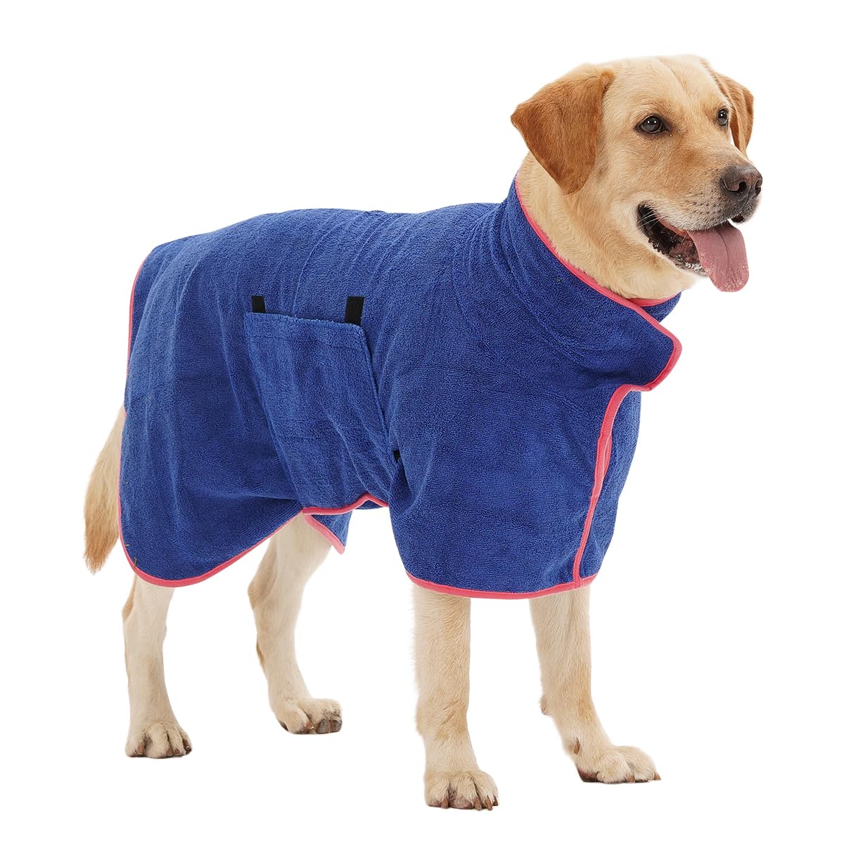 HezzLuv Super Absorbent Dog Bathrobe, Microfiber Dog Drying Coat, Pet Towel Robe for Small Medium & Large Dogs, Quick Dry Bath Towel, All-Season Dressing Gown (Blue S)