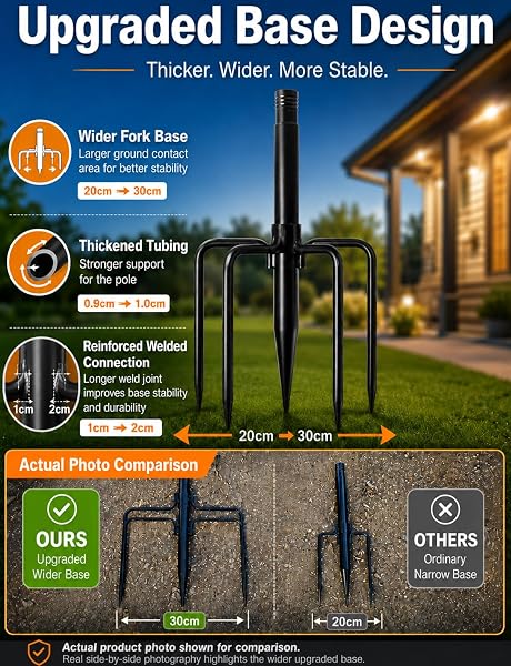 4 PACK STRING LIGHT POLES FOR OUTSIDE, THICKENED METAL CHRISTMAS LIGHTS HANGER POLE OUTDOOR WITH FORK, LIGHTING HANGING POST ACCESSORIES FOR PATIO DECOR GARDEN BACKYARD YARD OUTSIDE DECORATIONS