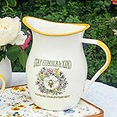 Enamel Pitcher with Wide Handle Vintage Metal Farmhouse Pitcher Vase Flower Decoration for Tabletop, Office, Home, Gift And Iced Tea, Coffee, Cold Drinks