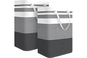 URBAMERICAN 2-Pack Large Laundry Bag, Waterproof,Collapsible Tall Clothes Hamper with Extended Handles for Clothes Toys in the Dorm and Family,NO have Wire frame！ not stand up!