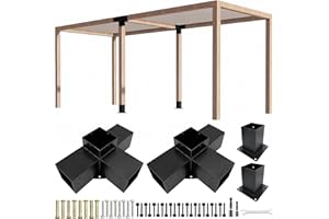 ITeVe.GD 4-Way Pergola Bracket Kit,4-Way Right Angle Corner & Concrete Post Base DIY Kit for 4x4 (Actual:3.5"x3.5") Lumber for Outdoor Pergolas,Gazebos,Log Cabins W/Hardware - 4 Pack…