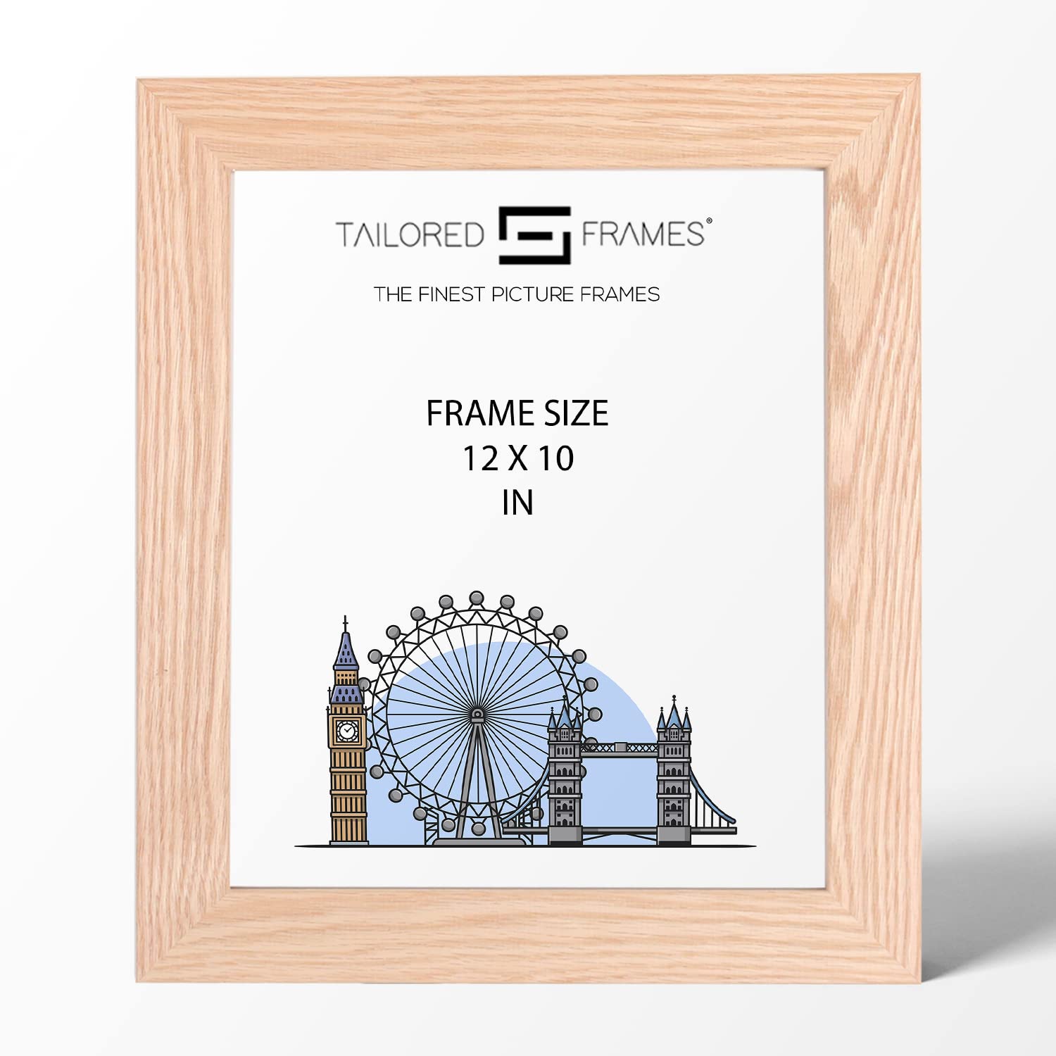 Tailored Frames Natural Oak Wood 12" x 10" Single Picture Frames | Table Top & Wall Hanging Type | Photo Frame Without Mount