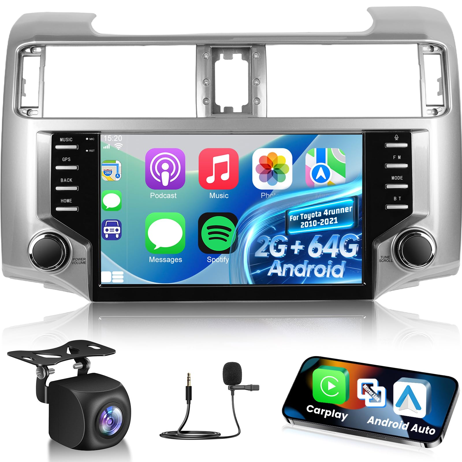 Photo 1 of [2+64G] NHOPEEW Car Radio for Toyota 4runner 2010-2021 with Wireless Carplay and Android Auto - 9 Inch Touch Screen Android Car Stereo - DSP/GPS Navi/WiFi/SWC/Bluetooth + AHD Backup Camera