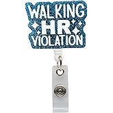 South Bling Walking HR Violation Sassy Retractable Funny Nurse Badge Reel, Cute Work Badge Holder with Retractable Clip, Nursing Student RN LPN CNA MA Medical Worker Doctor ID Badge Clip Accessories