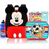 Disney Mickey Mouse Mini Backpack with Lunch Box Set - Bundle 12" Mini Backpack, Lunch Bag, Stickers, Water Bottle, More | Toddler Mickey Mouse School Bag and Lunchbox