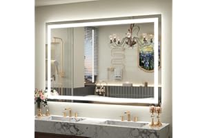 ODDSAN 50x 40 LED Lighted Bathroom Mirror for Wall, Large Vanity Mirror with Lights, Dimmable, Anti-Fog, Shatter-Proof, ETL Listed (Front + Backlit)