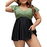 Edelqual Women's Plus Size Tankini Swimsuits Swim Dress Tummy Control Bathing Suits Two Piece High Waisted Swimwear 2025