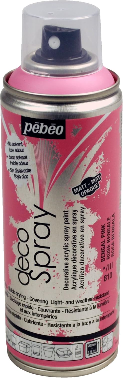 PEBEO 200ml Decospray, Acrylic, Bengal Pink, 16.5 x 5.2 x 5.2 cm, 093810, Rose Bengal, 200 ml (Pack of 1)