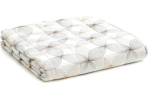 YnM Cooling Weighted Blanket | 20lbs for 150-200 lbs Individual, 60"x 80" | Luxury Cooler Version Weighted Blanket, Khaki Flower