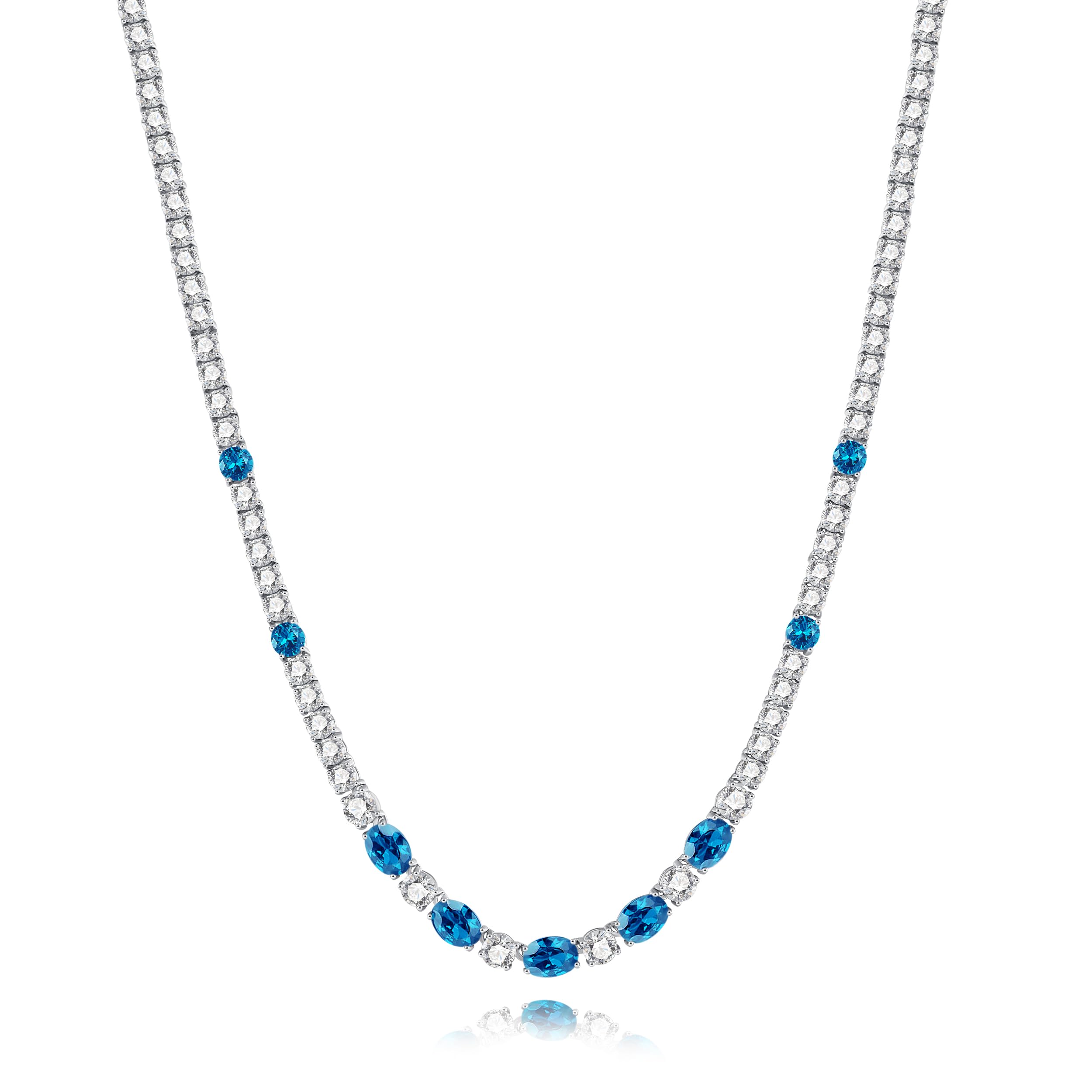 FANCIME Sterling Silver Created Topaz Tennis