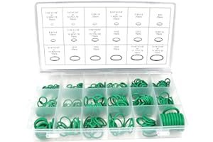 PREAMER 270pc Green Color F12-NBR R134a-HNBR A/C Nitrile Rubber O-Ring Seal Assortment Kit O Ring Sealing Gasket Washer Seal Set Car Vehicle Replacement