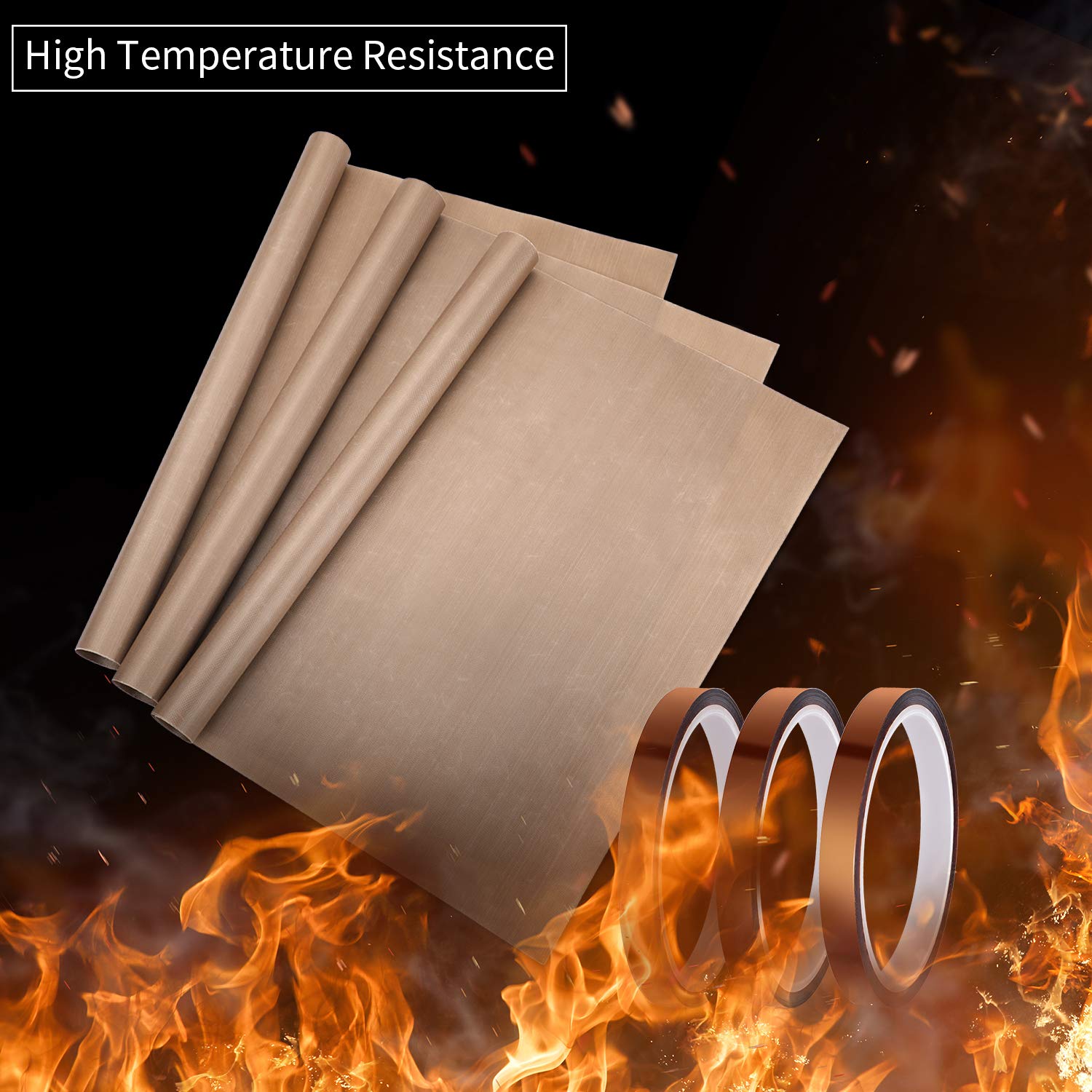 3 Pieces PTFE Sheet Heat Press Resistant Transfer Paper Heat Resistant