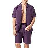 DAVID ARCHY Men’s Pajamas Set, 100% Cotton Men’s Summer Pajamas, Lightweight Button-Down Vacation & Loungewear with Pockets