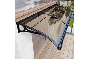 KIZYRQ Awning for Door Entrance, Window Awnings Exterior with Aluminum Bracket Polycarbonate Board, Patio Balcony Porch, UV Rain Snow Protection Brown 60x100cm/24x39in