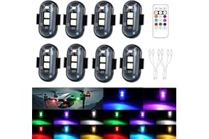 Wireless Strobe Lights with Remote, 8 Colors Rechargeable USB Wireless Led Lights for Motorcycle Car Drone Aircraft Golf cart