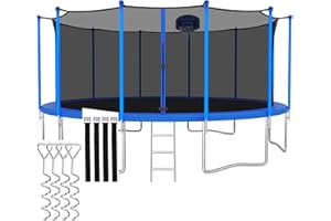 CITYLE 1500LBS 8 10 12 14 15 16 FT Tranpoline for Adults/Kids with Safety Enclosure Net, Basketball Hoop, Ball, Wind Stakes and Ladder, Heavy Duty Outdoor Recreational Tranpolines for Family