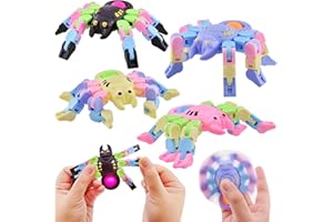 Menzcci 4 Pack Halloween Spiders Fidget Spinners Toys Stress Relief Toys for Kids Boys Girls Halloween Party Favors Halloween Treat Bags Gifts