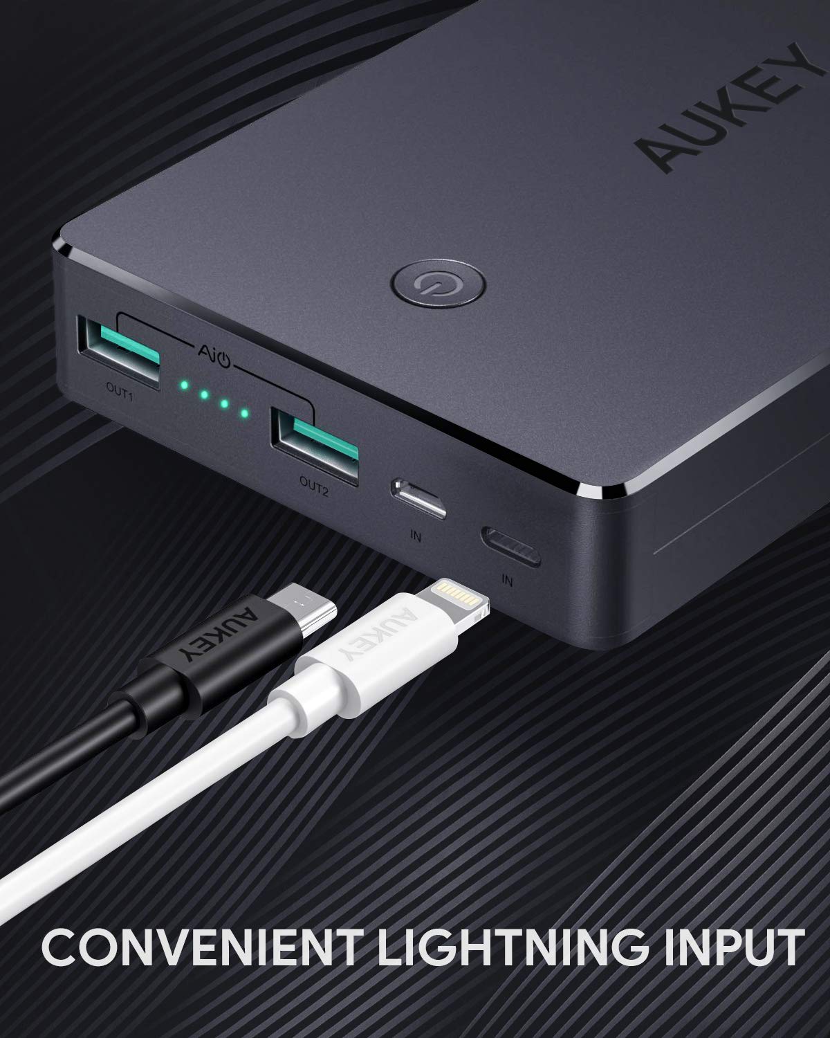 AUKEY 20000mAh Power Bank, Portable Charger with 2 Inputs, 3.4A Dual