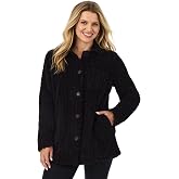 Cuddl Duds Sherpa Shackets Soft &amp; Cozy Button Down Jackets for Women | Womens Casual Fall Winter Fashion Clothing, Long Chunky Cable Knit Coats, Travel Airport Work Outfits, Warm Cardigan Sweaters