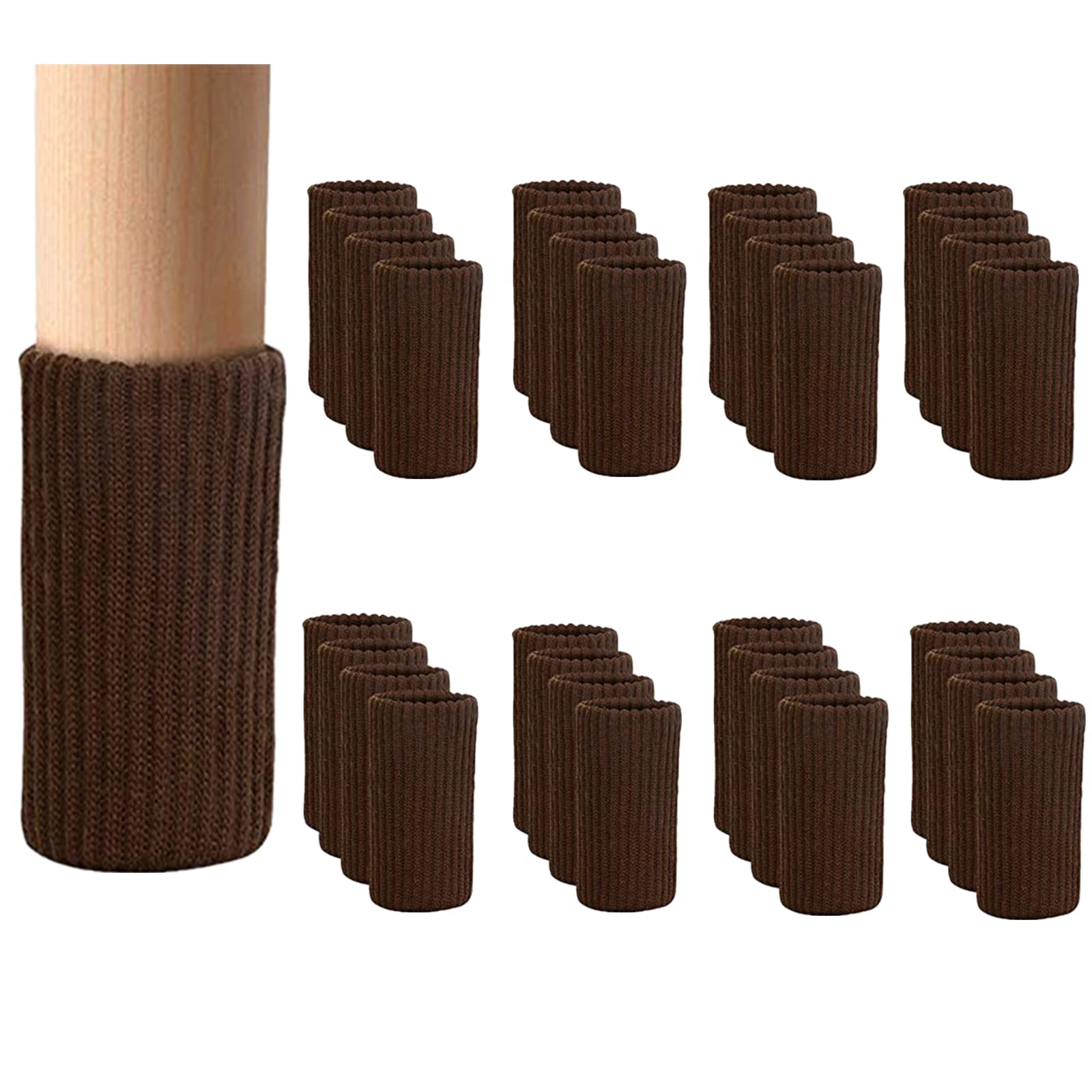 Photo 1 of 32 PCs Furniture Leg Socks - Coffee Knitted Furniture Socks, Double Thickness Chair Leg Floor Protectors, High Elastic Chair Leg Covers Furniture Caps Set, Move Easily and Reduce Noise
