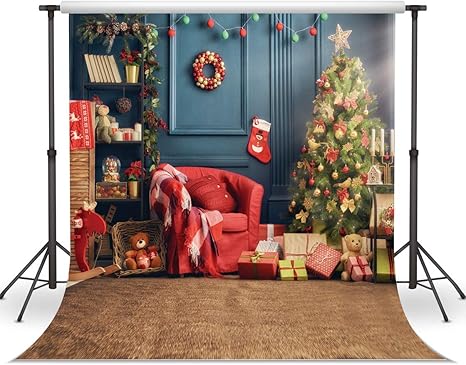 Sfondi Natalizi 16 9.Lywygg 10x10ft Albero Di Natale Regalo Sfondo Coperta Di Natale Sfondo Rosso Divano Parete Blu Carino Orso Regalo Fotografia Fondali Per Bambino Cp 75 Amazon It Elettronica