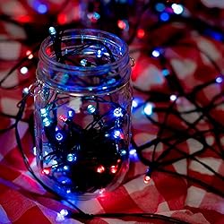 Red White and Blue Christmas Lights, 200 LED 66 FT