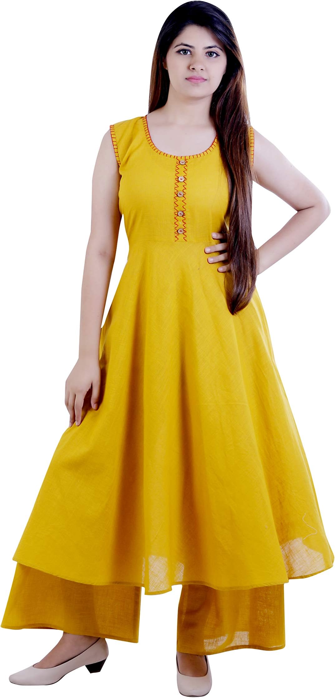 Maadho umbrella cut cotton kurti with palazzo pants set
