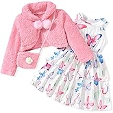 Little Toddler Girls Fall Winter Cardigan Dress Outfit with Bag