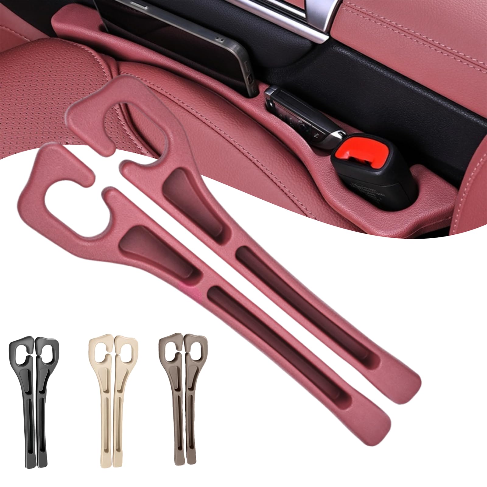 Photo 1 of 2PCS Car Seat Gap Filler Organizer, No Drop Seat Guard, Automotive Trays & Bags, Drop seat Gap fillers Between Seat and Console Stop Things from Dropping, Perfect for Car, SUV, Truck (Red)