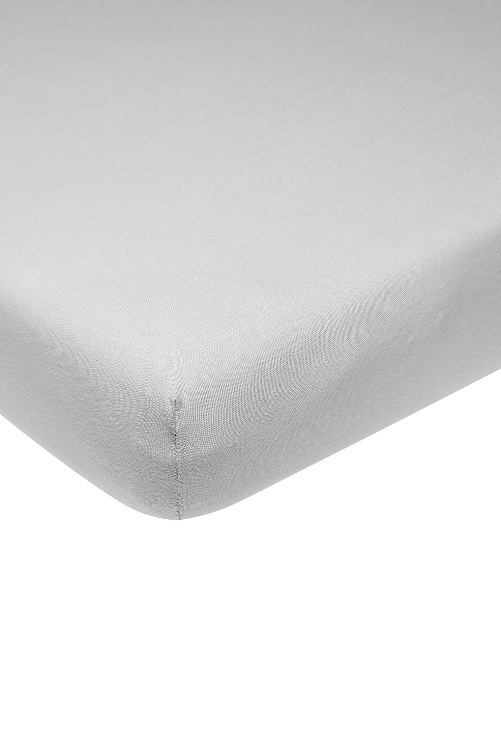 Meyco Baby Plain Fitted Sheet for Baby Cradle (Soft Jersey Quality, 100% Cotton, Perfect Fit Thanks to Elasticated Band, Breathable, Dimensions: 40 x 80/90 cm), Light Grey
