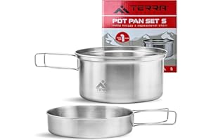 Terra Incognita Camping Cookware Set - Stainless Steel, Lightweight, and Durable - Perfect for Camping, Hiking, Fishing, Hunt