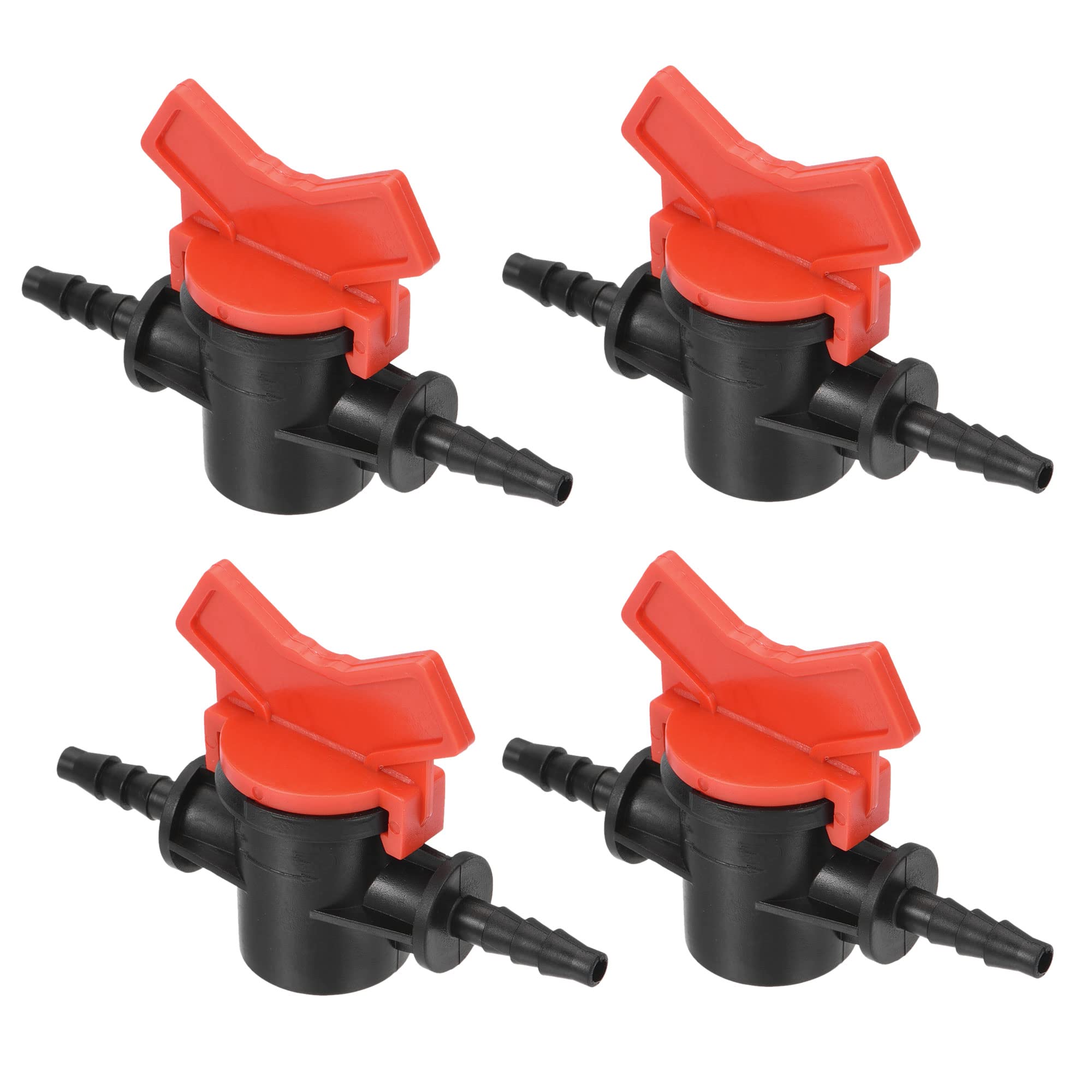 M METERXITY 4 Pack Barbed Ball Valve - 1/4-Inch ID in-Line Ball Valve Shut Off Switch Apply to Drip Irrigation and Aquariums (1/4 Inch, Black)