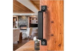 LI-TIANFENG Barn Door Handles - Gate Pulls for Wooden Fences Shed Garage Sliding Door - Pull Handle Rustic Farmhouse Industrial Style - Outdoor Indoor Exterior and Interior Pulls - Black 2pcs (6.42 inch(2pcs))