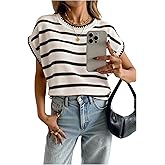 SOLY HUX Women's Short Sleeve Sweater 3D Floral Sweaters Pullover Tank Tops Knit Vest Trendy Fashion Clothing