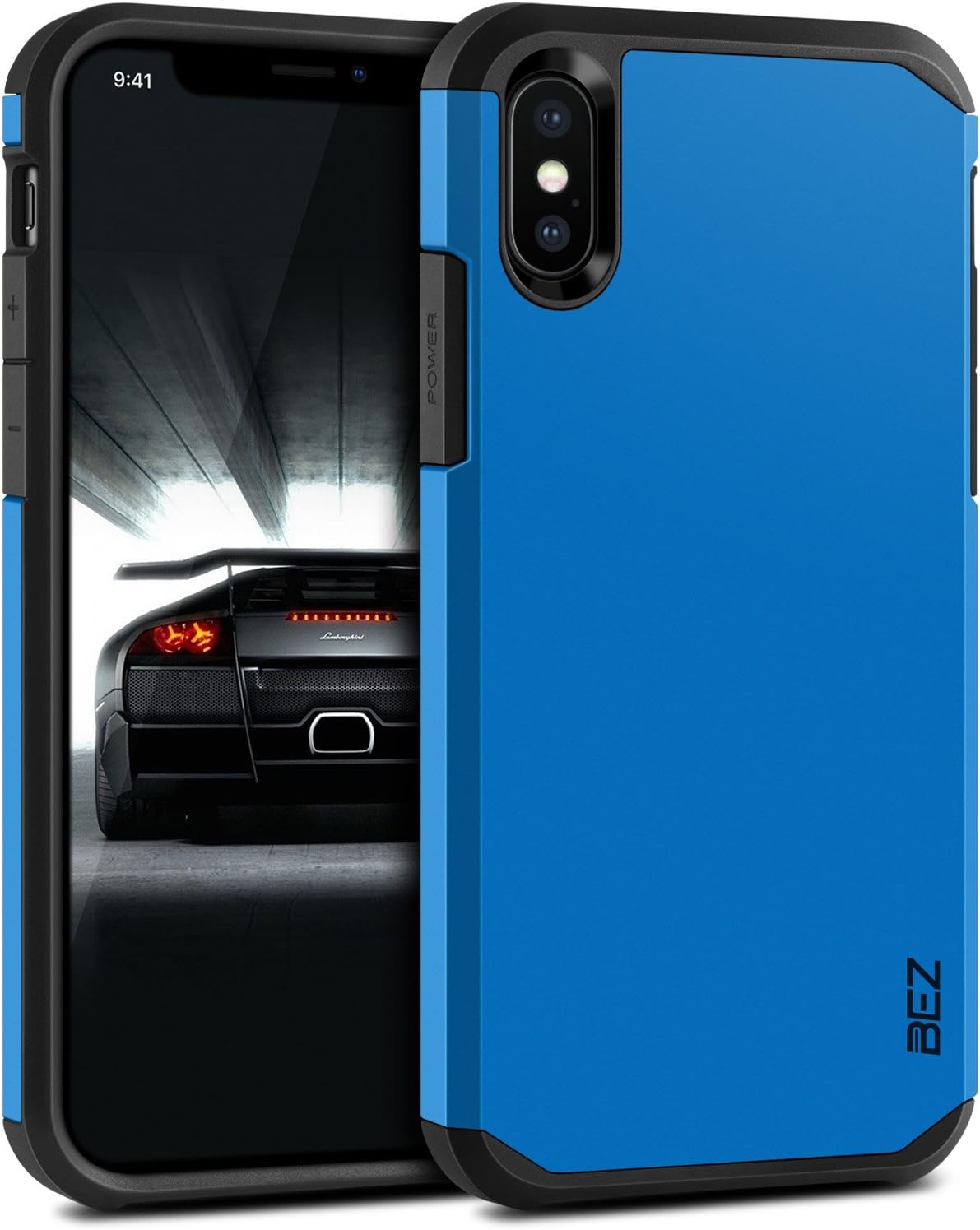 BEZ Case for iPhone X, iPhone XS Case, Shockproof Case Compatible with iPhone X, iPhone XS, Shock Absorbing Best Heavy Duty Dual Layer Tough Cover - Blue Navy