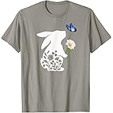 Sweet Bunny Rabbit Holding Daisy with Butterfly Easter T-Shirt