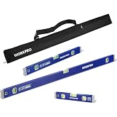 WORKPRO 3-Piece Spirit Level Set (12", 20", 40") with 12" Magnetic Torpedo Level, 45&deg;/90&deg;/180&deg; Bubbles Measuring, Open Top View Design, Aluminum Alloy Levels with Carrying Bag