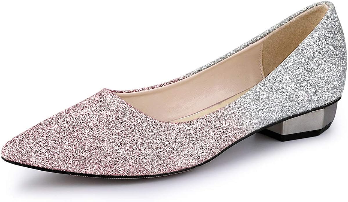 glitter pointed flat shoes