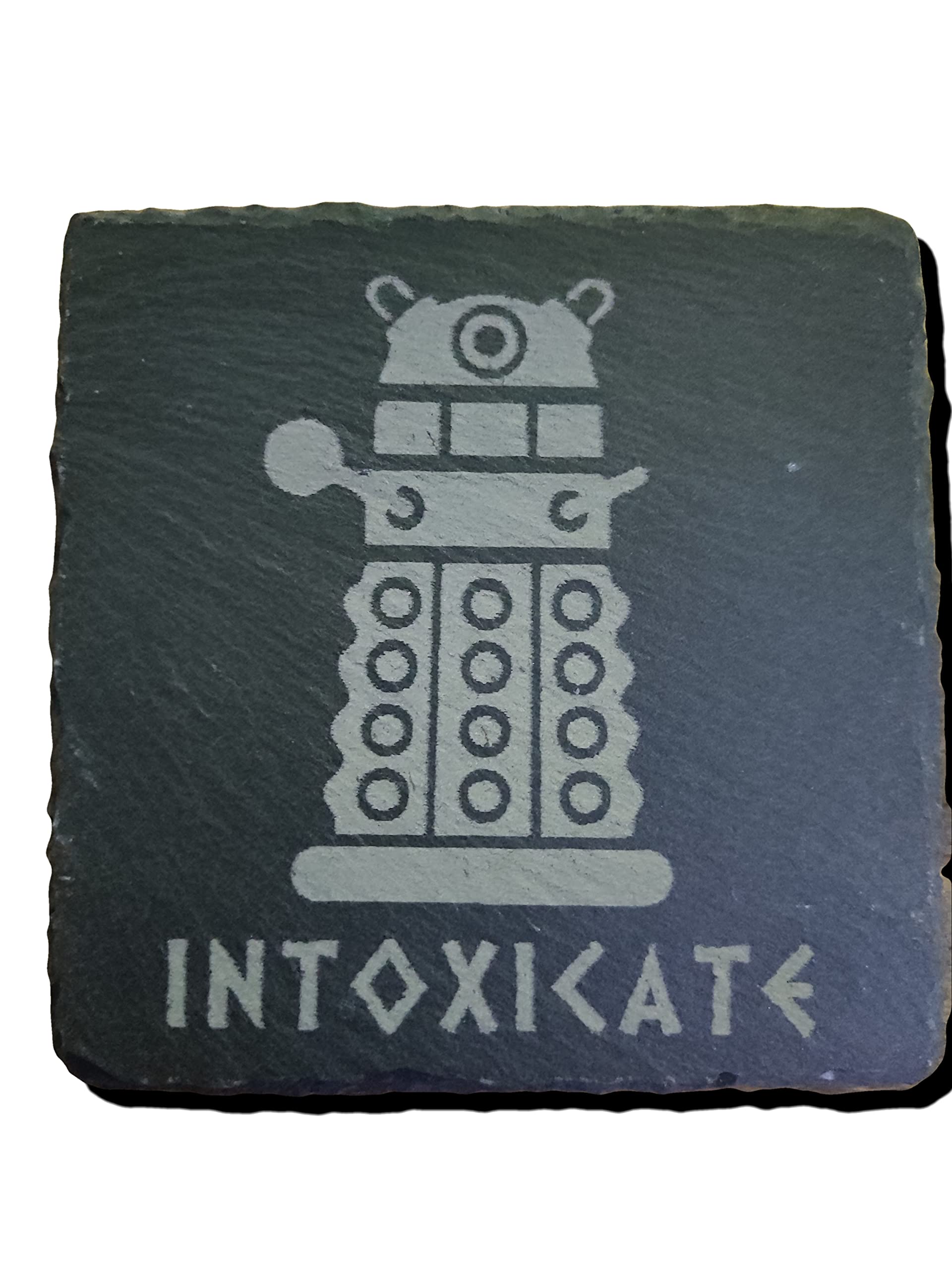 INTOXICATE DOCTOR WHO DALEK INSPIRED BEER MAT DRINK COASTER GIFT IDEA (Slate)