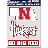 WinCraft NCAA University Nebraska Huskers Multi-Use Decal 3 Fan Pack, Team Colors, 5.5" x 7.75" Inch Sheet