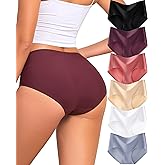 FINETOO 6 Pack Womens Seamless Underwear Full Coverage No Show Hipster Panties Mid Rise Stretchy Invisible Briefs