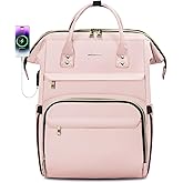LOVEVOOK Laptop Backpack for Women,15.6 Inch Professional Womens Travel Backpack Purse Computer Laptop Bag Nurse Teacher Backpack,Waterproof College Work Bags Carry on Back Pack with USB Port, Pink