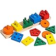 Wooden Educational Sorting and Stacking Toy - Learn Color and Shape Recognition – Puzzle Blocks Toy for Toddlers – Preschool Children Game – Kids Montessori Education